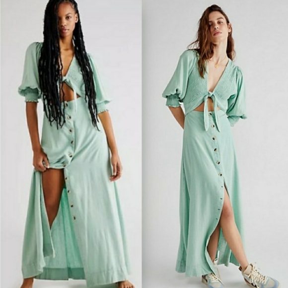Free People Dresses & Skirts - NWOT Free People String of Hearts Maxi Dress Size XS in Tranquil Mist